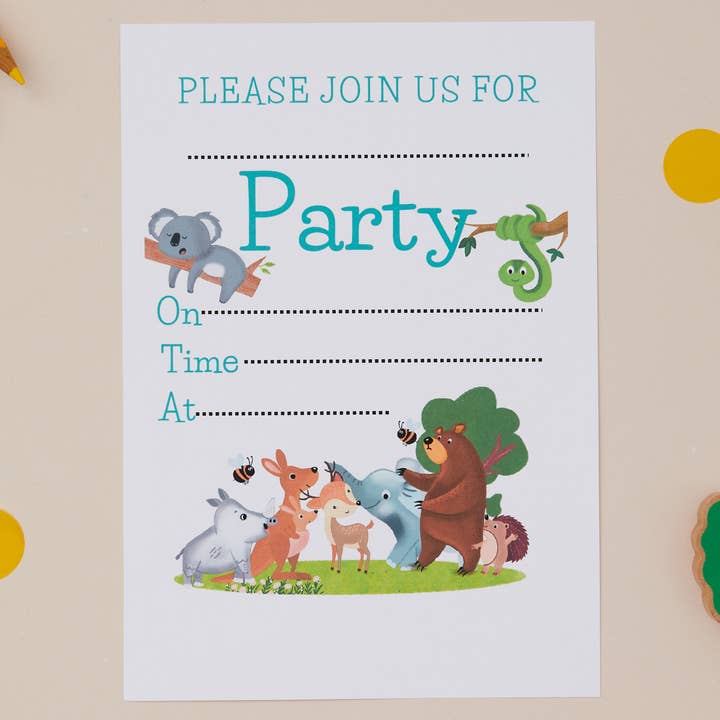 Children's Jungle Birthday Party Invitations - Pack of 10 A6 for wholesale by Sjstationery