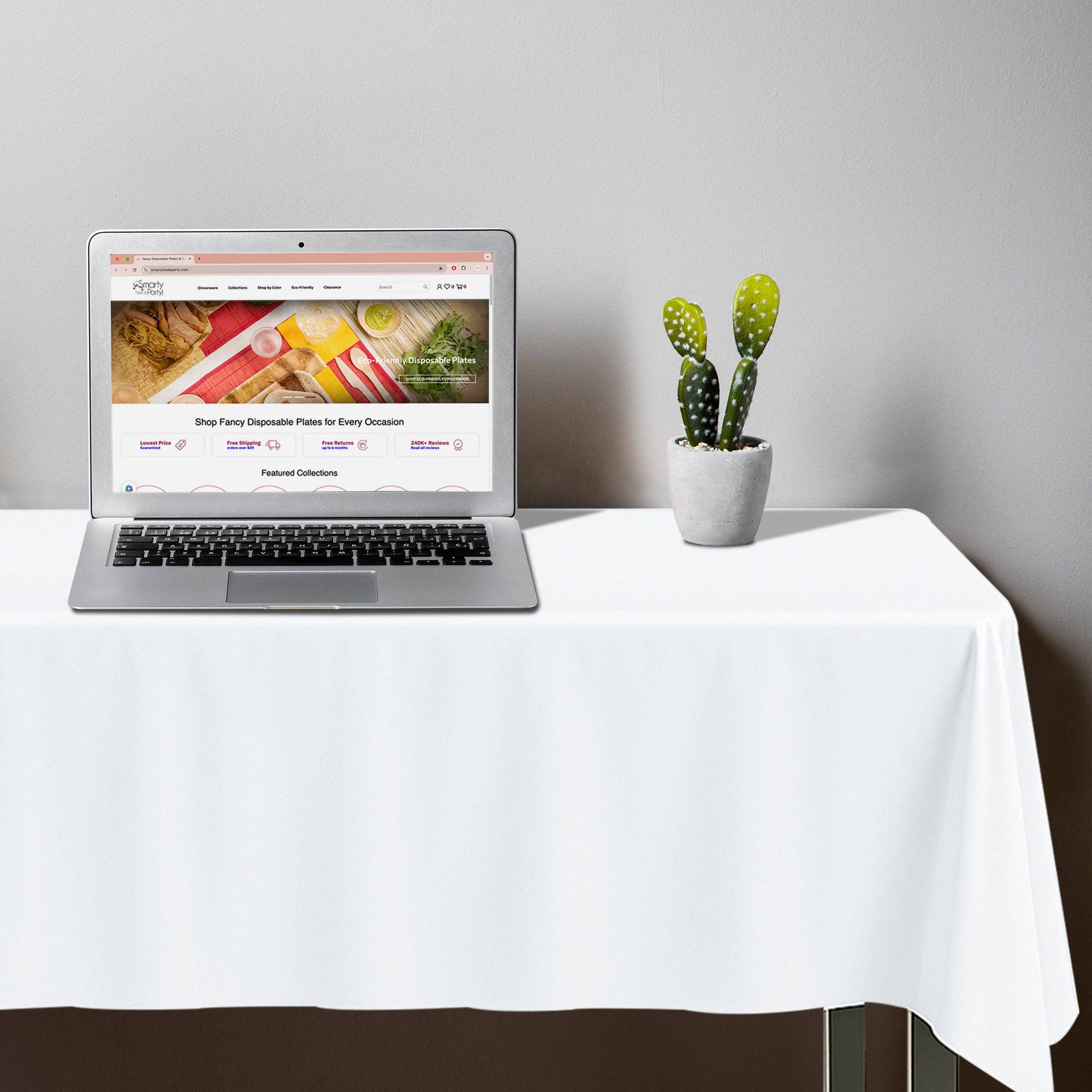 Smarty had a Party - Wholesale Disposable Table Cover/Runner - 54" x 108" White Rectangular Plastic Tablecloth - 1 pc6