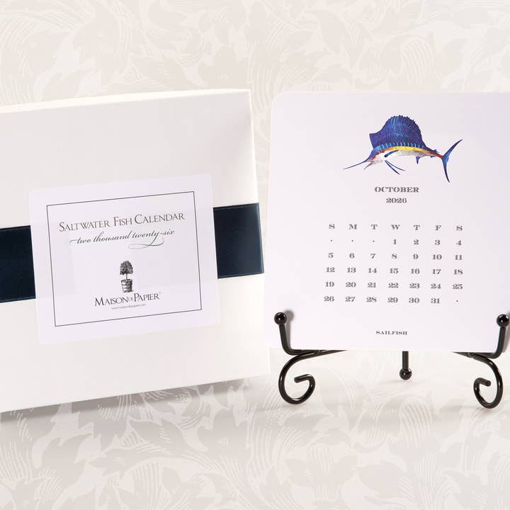 Maison de Papier - Wholesale Calendar - 2026 Saltwater Fish Calendar with Easel