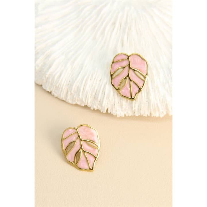 BELLISSIMA BIJOUX - Wholesale Stud/Post Earrings - Enamel Leaf Earrings – Tropical Collection1