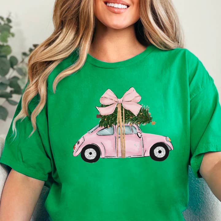 Shoppe SHC - Wholesale T-shirt (graphic) – women's - Pink Christmas Car Christmas 2025 Graphic Tee | Gildan8