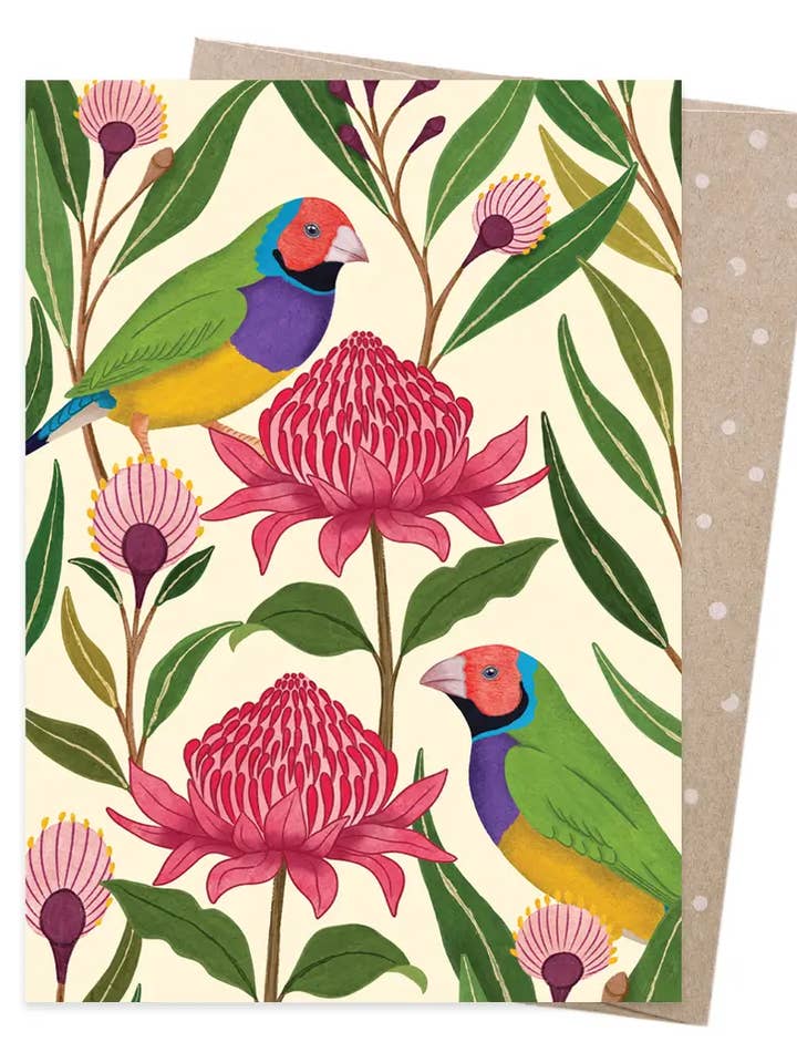Greeting Card - Gouldian Finches (Pack of 6) for wholesale by Earth Greetings