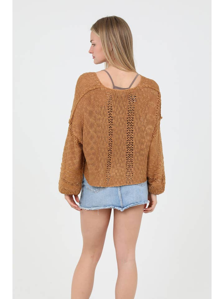 ANGIE - Vendita all'ingrosso Maglione tricot - Donna - Maglione leggero crop con scollo a V dallo stile beachy38