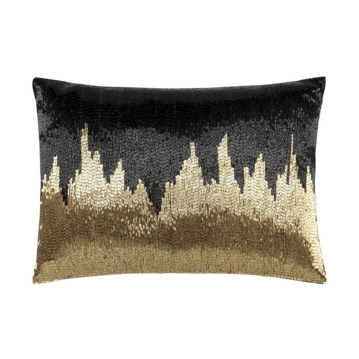 Rica Fully Black and Gold Beadwork Pillow for wholesale by Cloud 9 Design