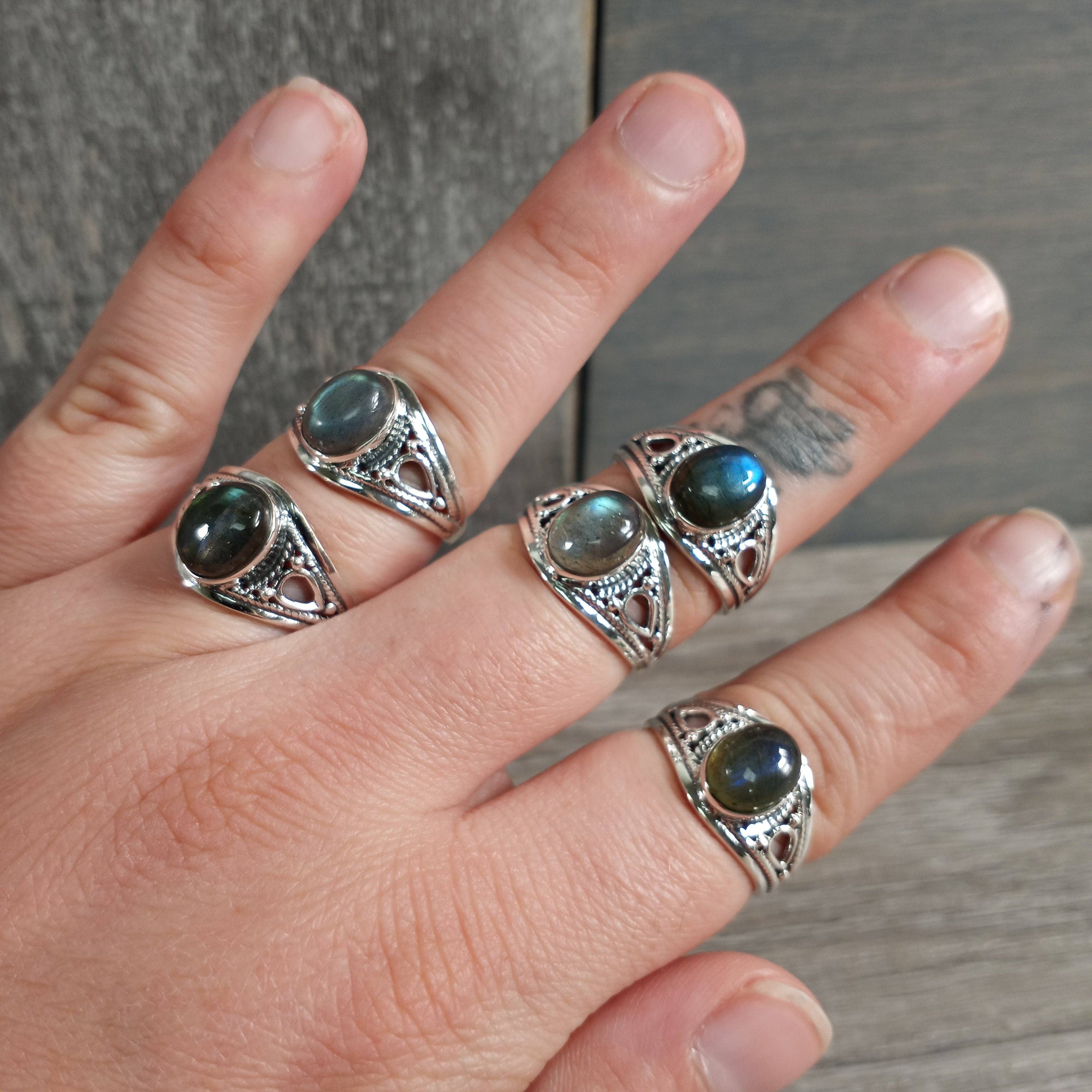 Keystone Crystals - Wholesale Cocktail/Statement Ring - Gemstone Sterling Silver Boho Statement Ring4