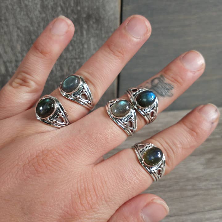 Keystone Crystals - Wholesale Cocktail/statement ring - Gemstone Sterling Silver Boho Statement Ring5