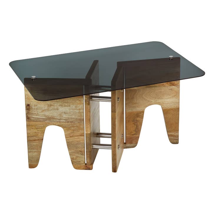 River of Goods - Wholesale Coffee Table - 32" Mildred Mid-Century Wood & Gray Glass Coffee Table9