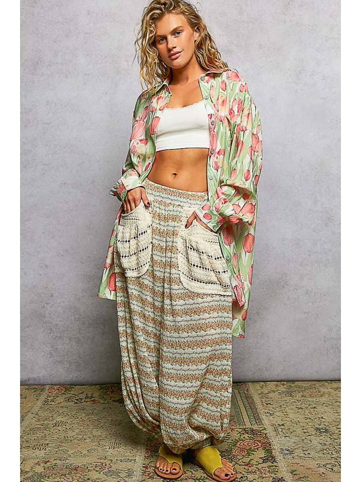 Pol Clothing - Vente Chemise à col boutonné – femme - Chemise ample à manches longues imprimée florale bohème4