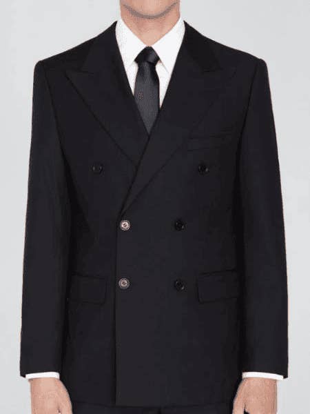 Svart dubbelknäppt kostym för män för wholesale av Alberto Nardoni