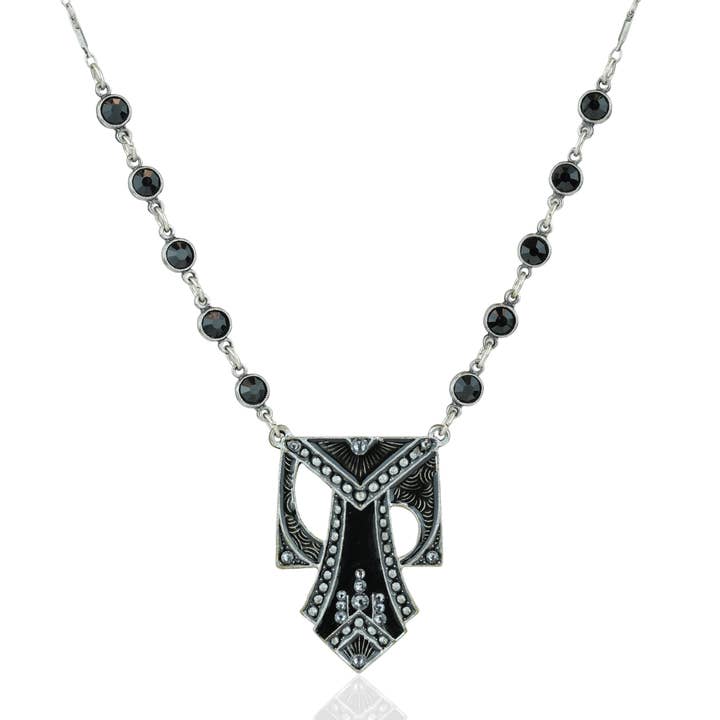 Anne Koplik Designs, Inc. – wholesale Choker/collar – Great Gatsby Art Deco Black and Crystal Statement Necklace