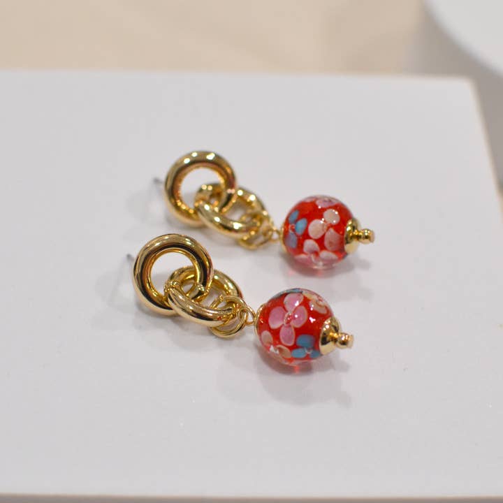 StarryNYC - Wholesale Dangle Earrings - Elegance Pattern Murano glass ball bead dangle earrings