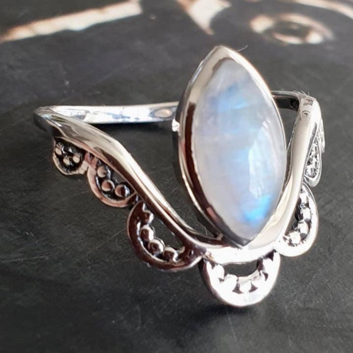 Unisex Boho Krona Månsten Ring | 925 Sterling Silver, R6M för wholesale av Mistry Gems