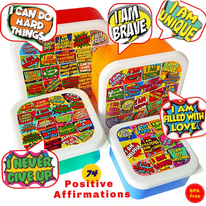 Kids Affirmation Snack & Lunch Box Set for wholesale by Little People, Big Vision