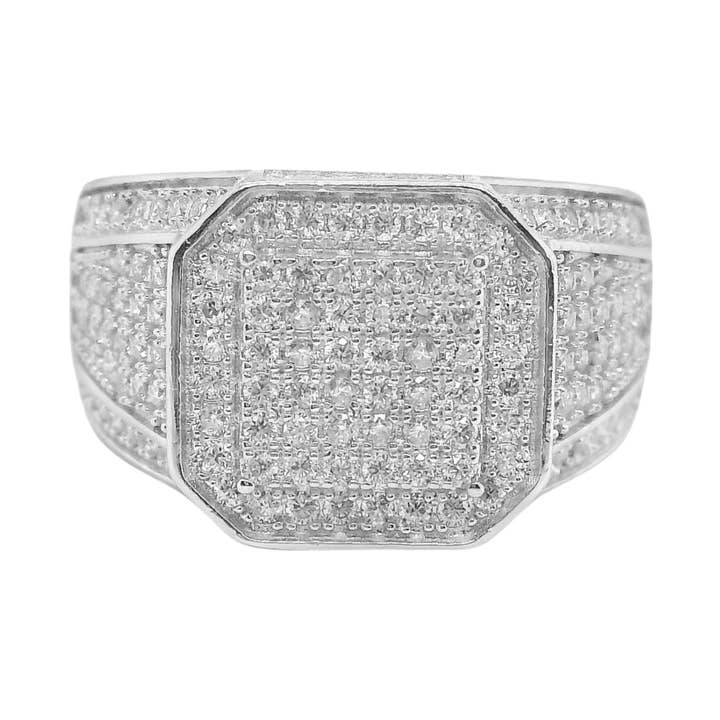 Sterling Silver Moissanite Pave Octagon Men's Ring for wholesale by Atlanta Jewelers Supply