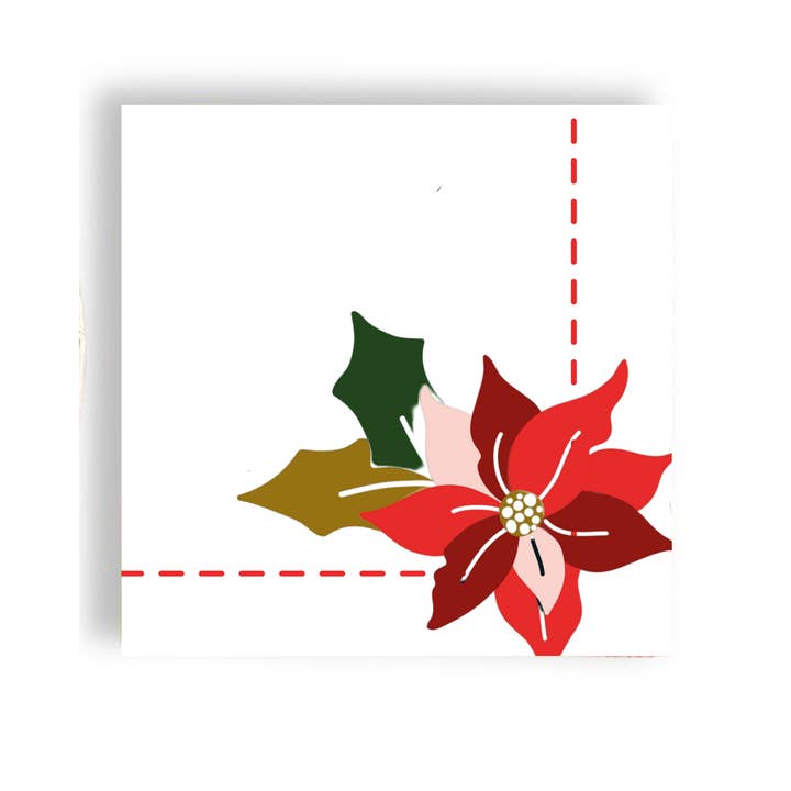 Poinsettias 24ct Cocktail Napkin Separates (3ply) for wholesale by Fabuplates