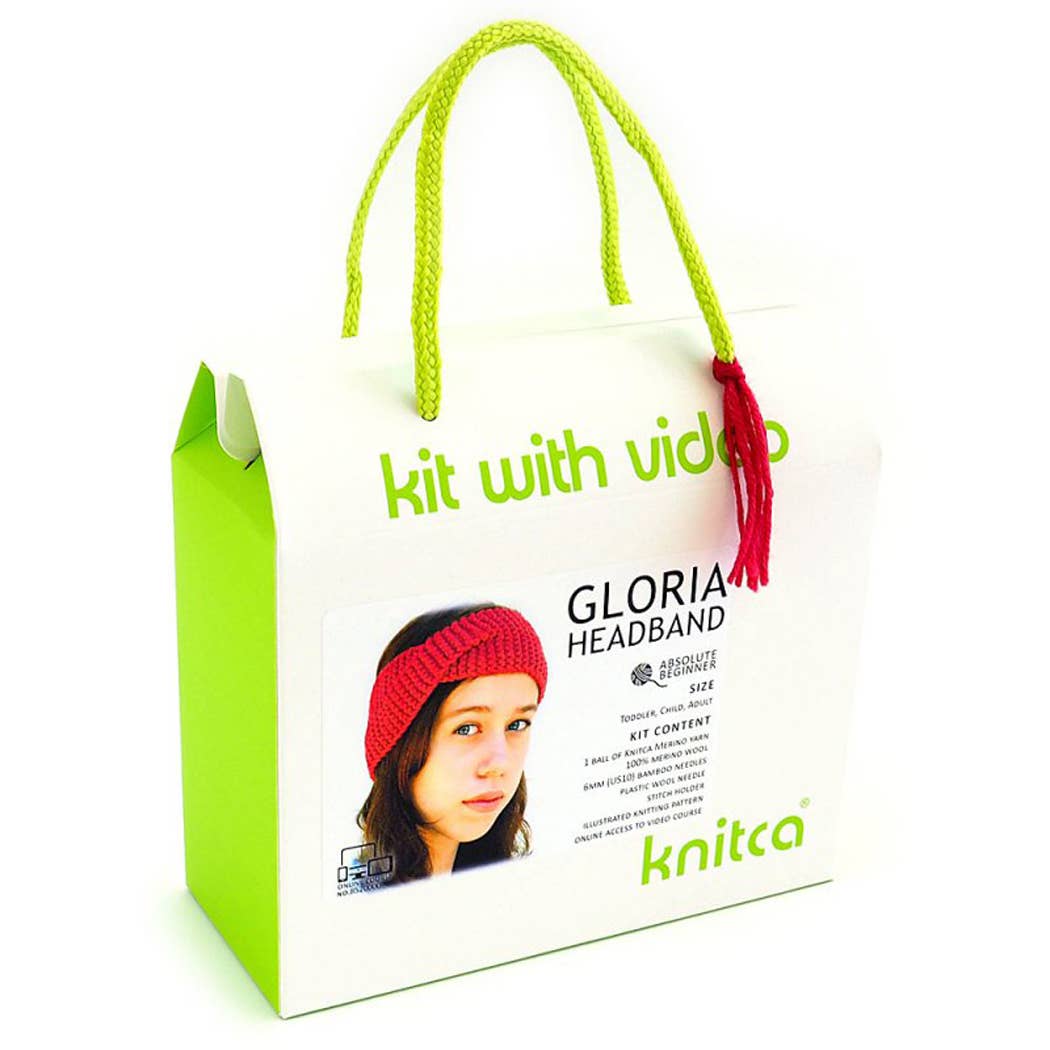 Knitca – Engroshandel DIY-hobbysæt – Gloria pandebånd: lær at strikke kit med videokursus2
