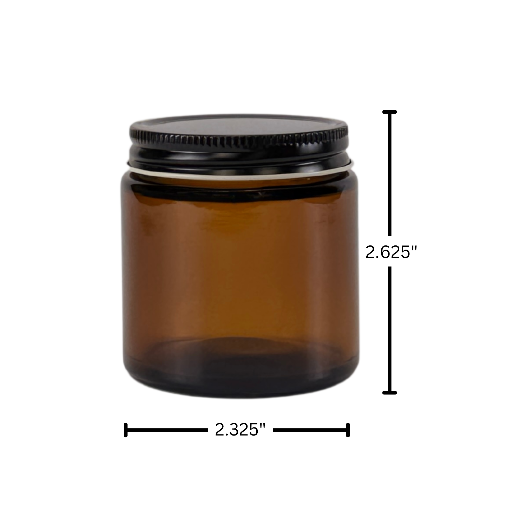 The Bottle Shoppe - Vendita all'ingrosso Barattoli - Vasetto in vetro ambrato da 4oz con coperchio in metallo nero e plastisol1