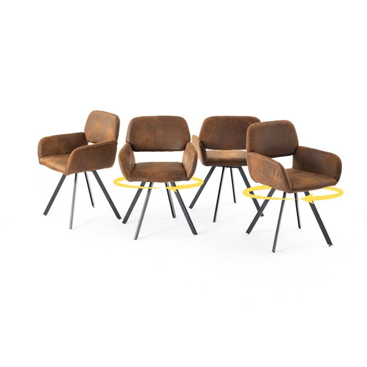 Juego de 4 sillas de comedor vintage giratorias de tela de ante marrón CALIFORNIA KD SUEDE BROWN SWIVEL X2 y otras tendencias de Resultados para lotes textil hogar al por mayor. Devoluciones gratuitas y condiciones de pago a 60 días en Faire en Faire.