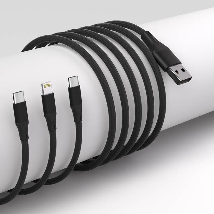 LAX Gadgets - Wholesale Charging Cable - 3-in-1 Cable For IPhone/Ipad & Android Devices - Retail Pack