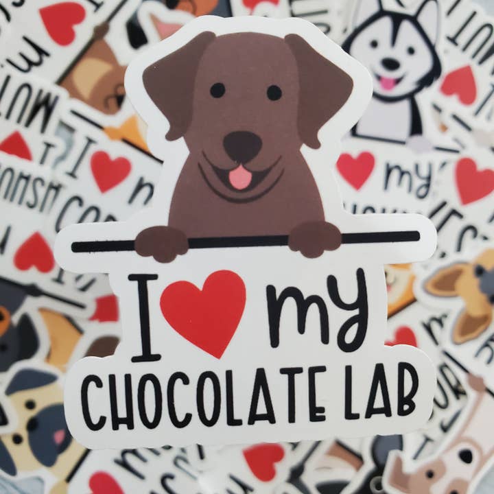 I ❤ My Chocolate Lab Dog Sticker for wholesale by Crafty Rice