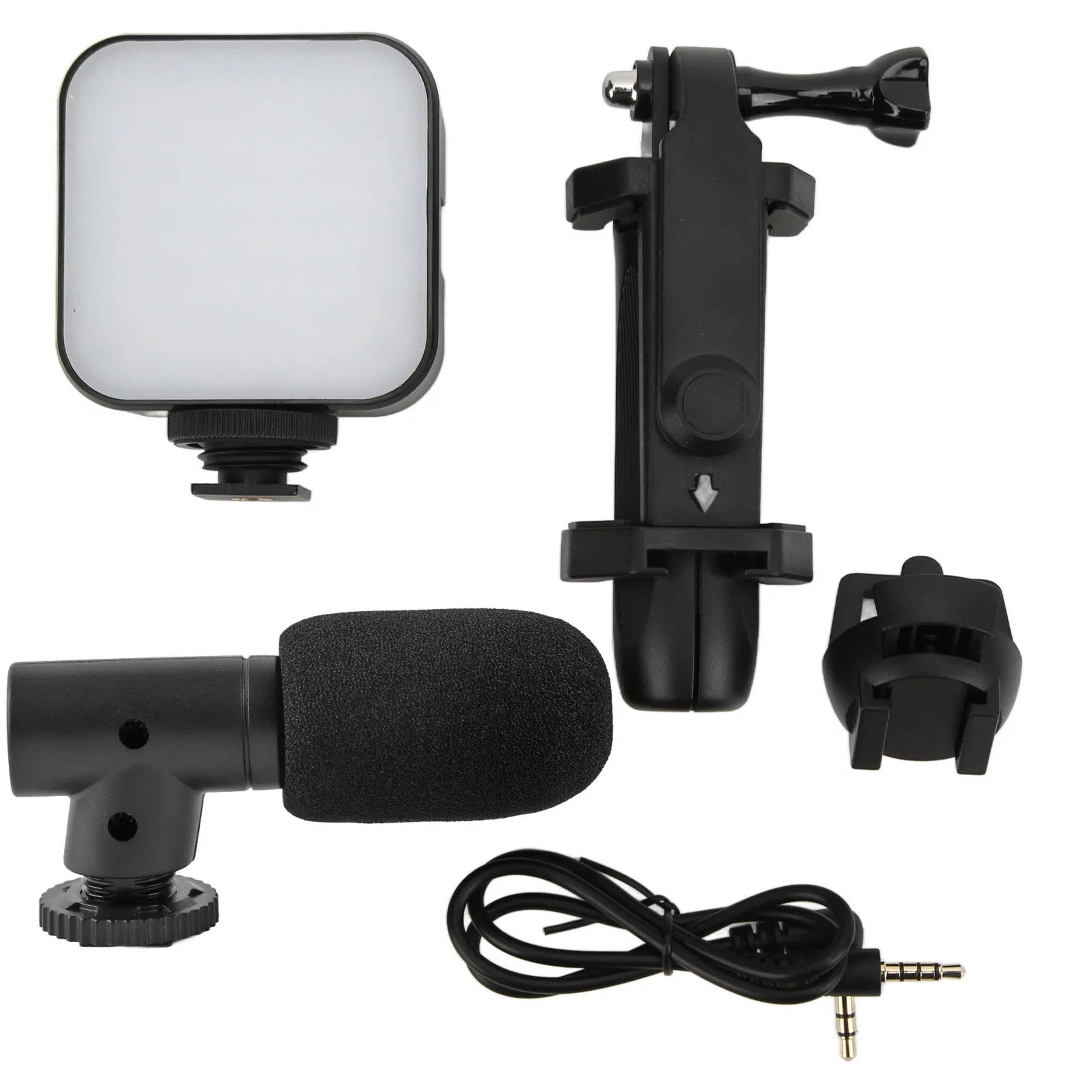 GulleeGadgets - Wholesale Music Accessory - Microphone Shooting Vlogging Kit With LED Light In Bulk2