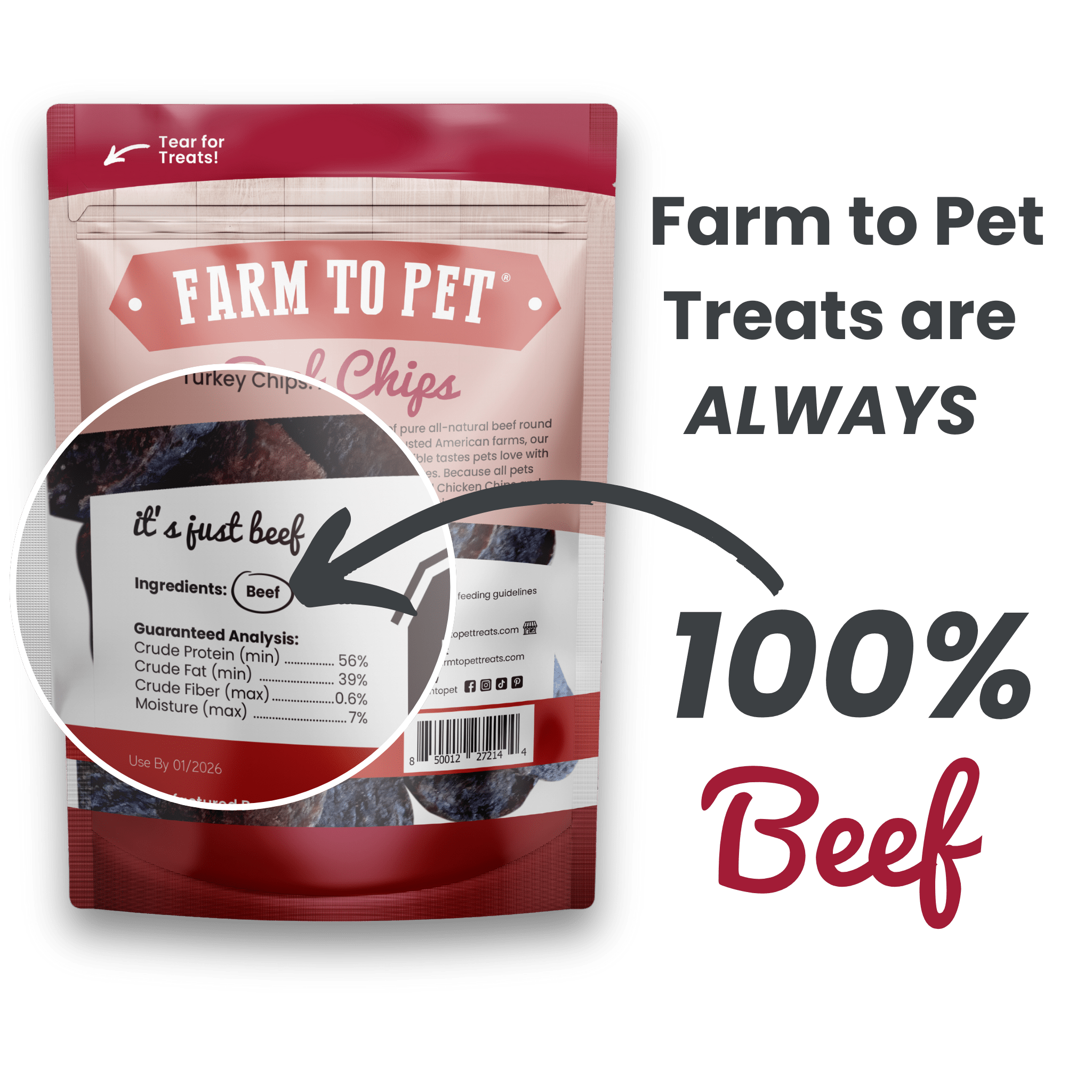 Farm to Pet Healthy Treats for Dogs & Cats - Wholesale Pet Treats - Dog - Beef Chips Dog Treats1