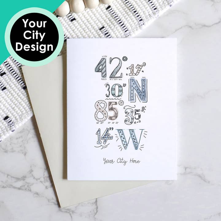 Sparks House Co. - Wholesale Everyday Greeting Card - Custom City Greeting Card - City Coordinates - Custom Order4