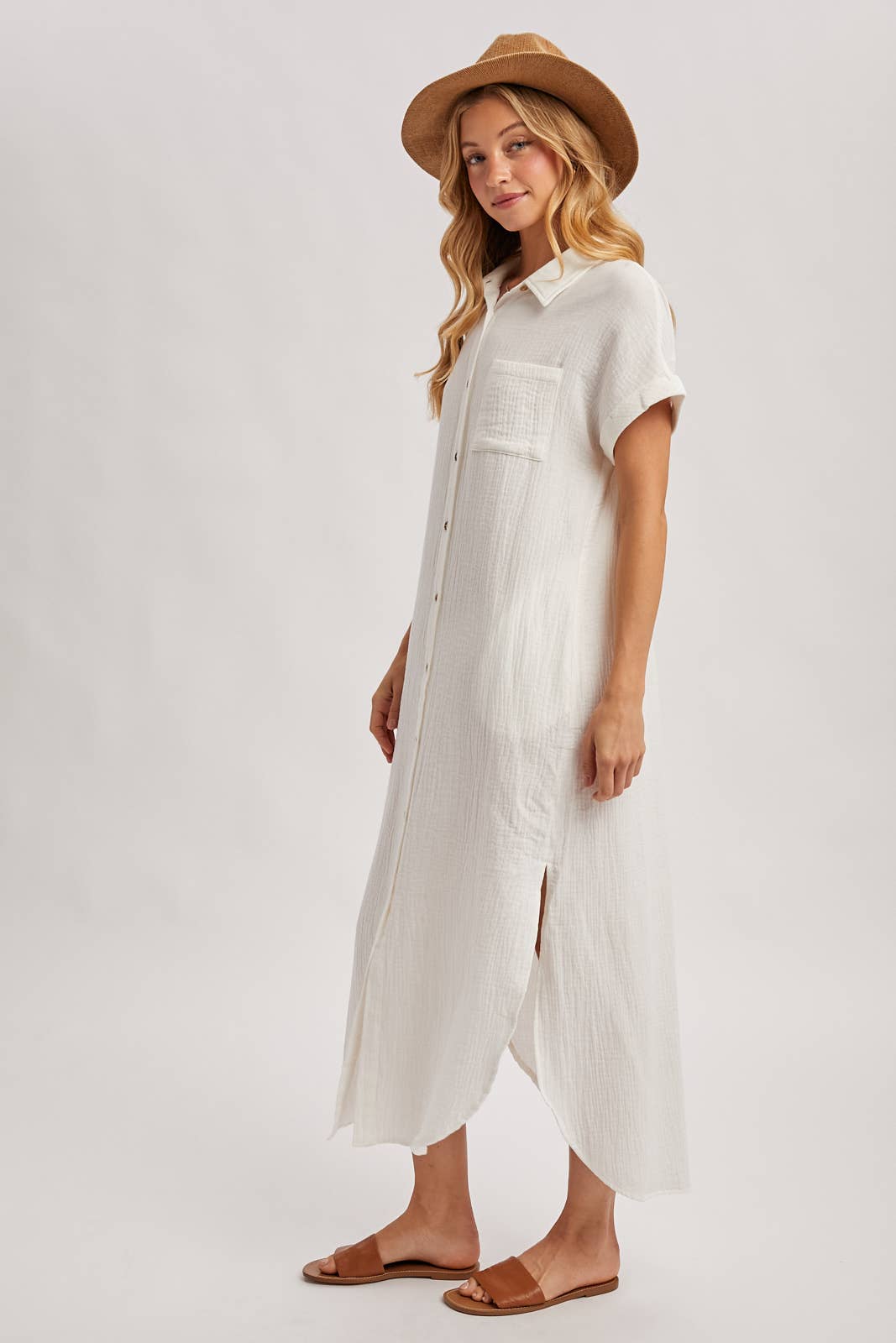Bluivy - Wholesale Dress - Women's - BUTTON UP MAXI SHIRT DRESS WITH POCKET68
