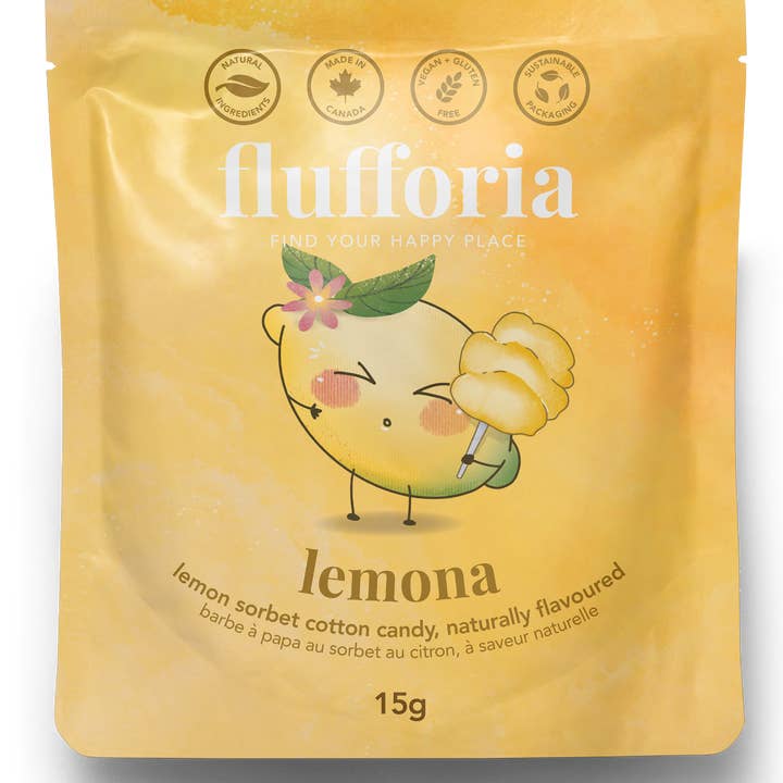 Flufforia | Cotton Candy Spun Smarter - Wholesale Cotton candy - Lemona | Organic All Natural Lemon Flavored Cotton Candy3