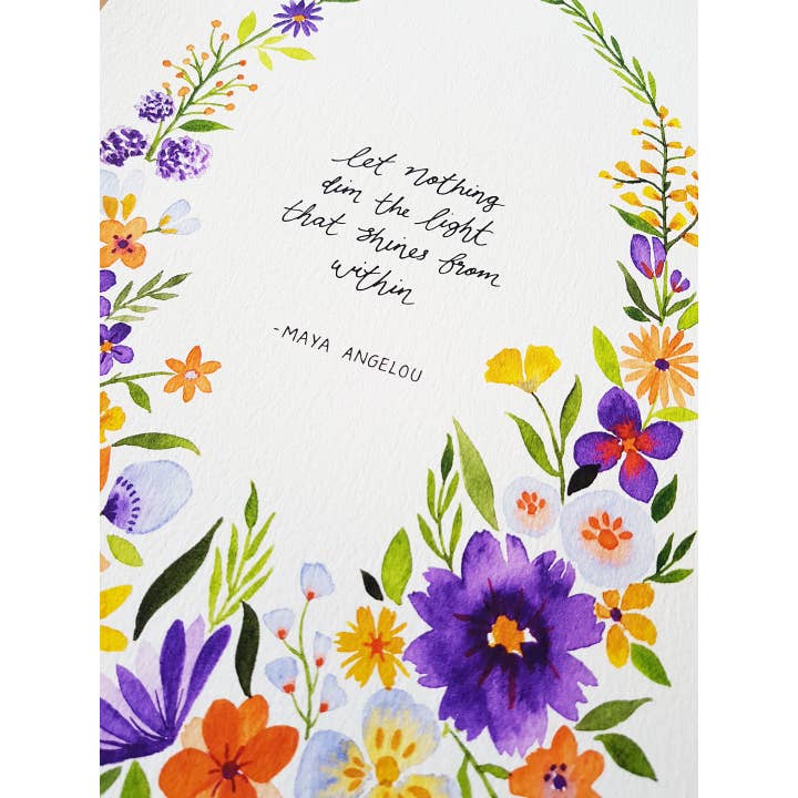 Anna Lau Art - Wholesale Art Print - Maya Angelou A4 Watercolour Floral Art Print2
