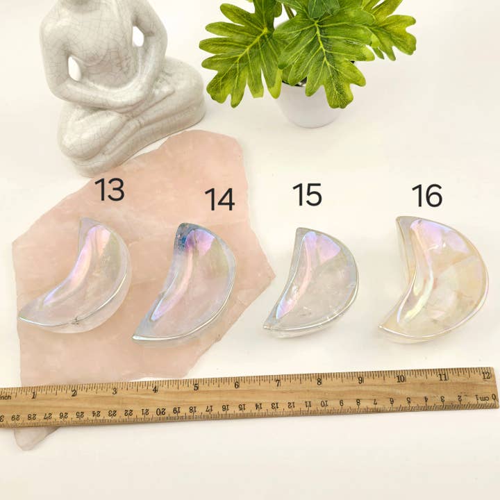 Rock Paradise - Wholesale Spiritual Stone/Crystal - Angel Aura Crystal Quartz Moon Bowls - You Choose #1