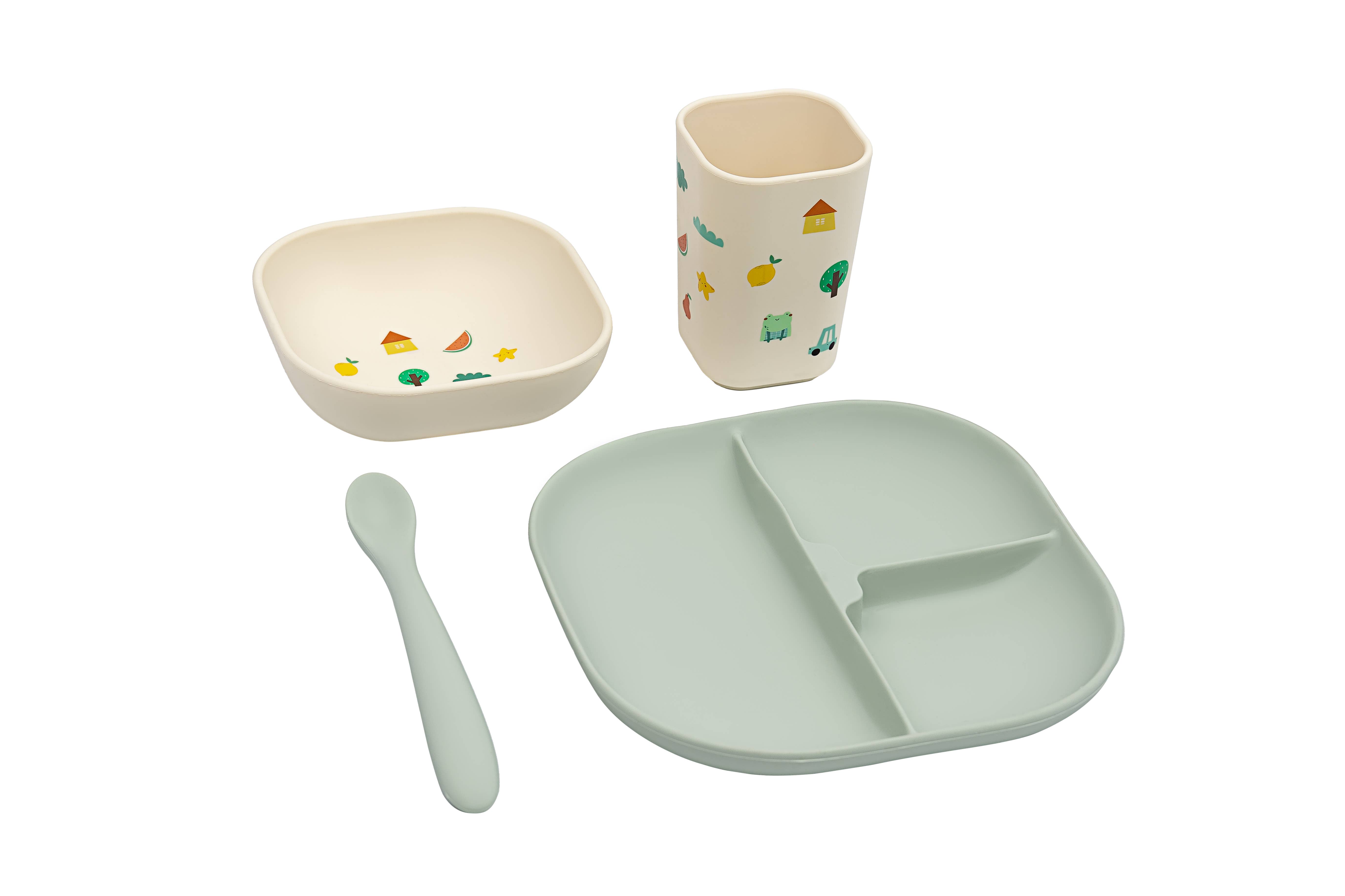 the cotton cloud - Vente Set de vaisselle – bébé - Set de vaisselle en silicone0