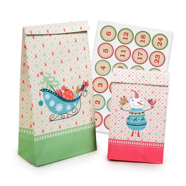 Kerstset met 24 papieren zakjes voor wholesale door Pajoma