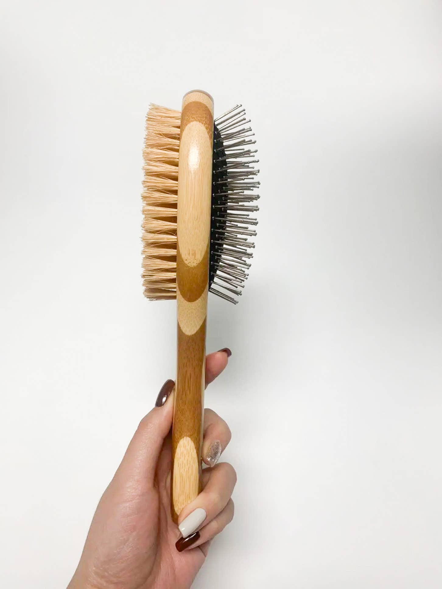 Smile Boutiques – wholesale Pet brush – Cat/dog – Double Sided Bamboo Pet Brush with Plastic Free Bristles3