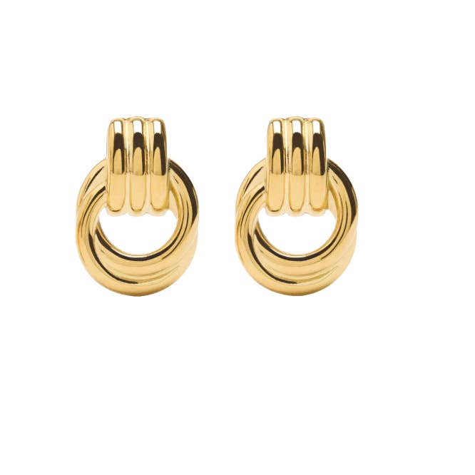 HoopLa - Wholesale Hoop Earrings - Double Knotted- Door Knocker- Two Tone Earring2