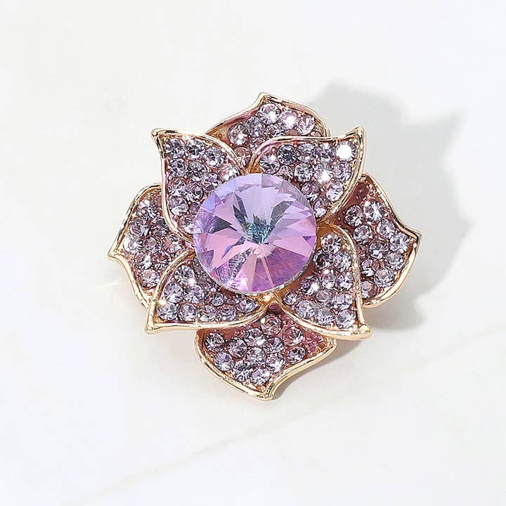 Sensibling Corp. - Wholesale Brooch - Stone Paved Flower Pin Brooch