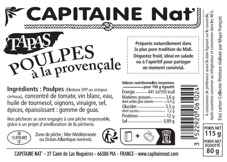 CAPITAINE NAT' - Wholesale Tinned Fish - COLLECTOR - TAPAS Provençal octopus (octopus cirrhosa)1