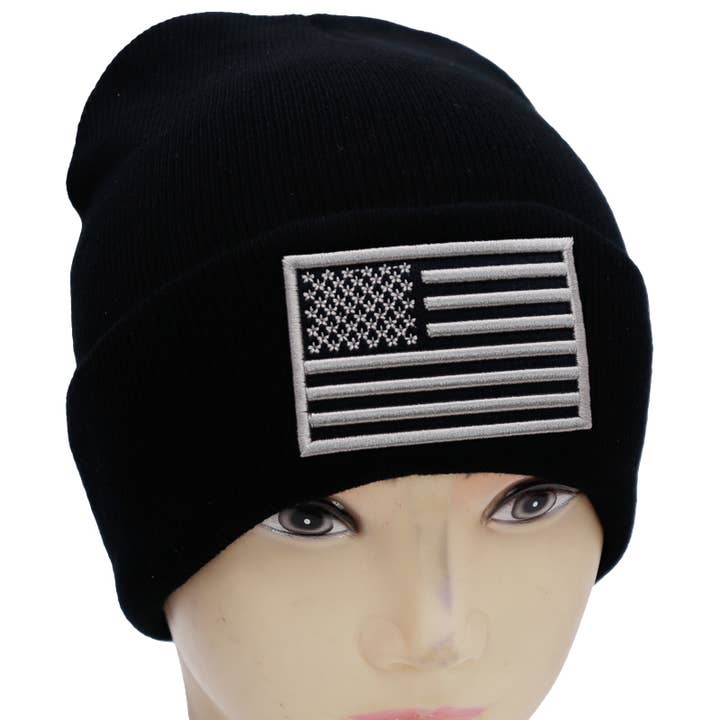 Cap Zone - Venta al por mayor Gorro de lana - Unisex - Gorro mono con estampado de la bandera americana