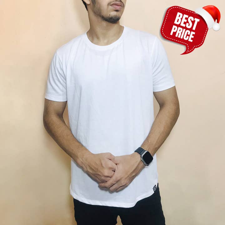 Men’s Cotton Round Neck & Round Bottom T-shirt - White for wholesale by Styleinoutfit
