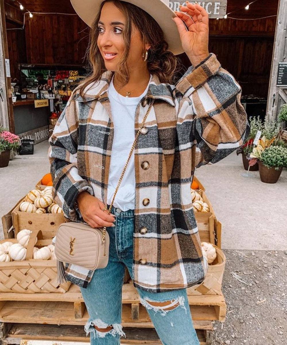 Aria Romance - Wholesale Cardigan - Women's - Checkered Shawl Collar Cardigan19