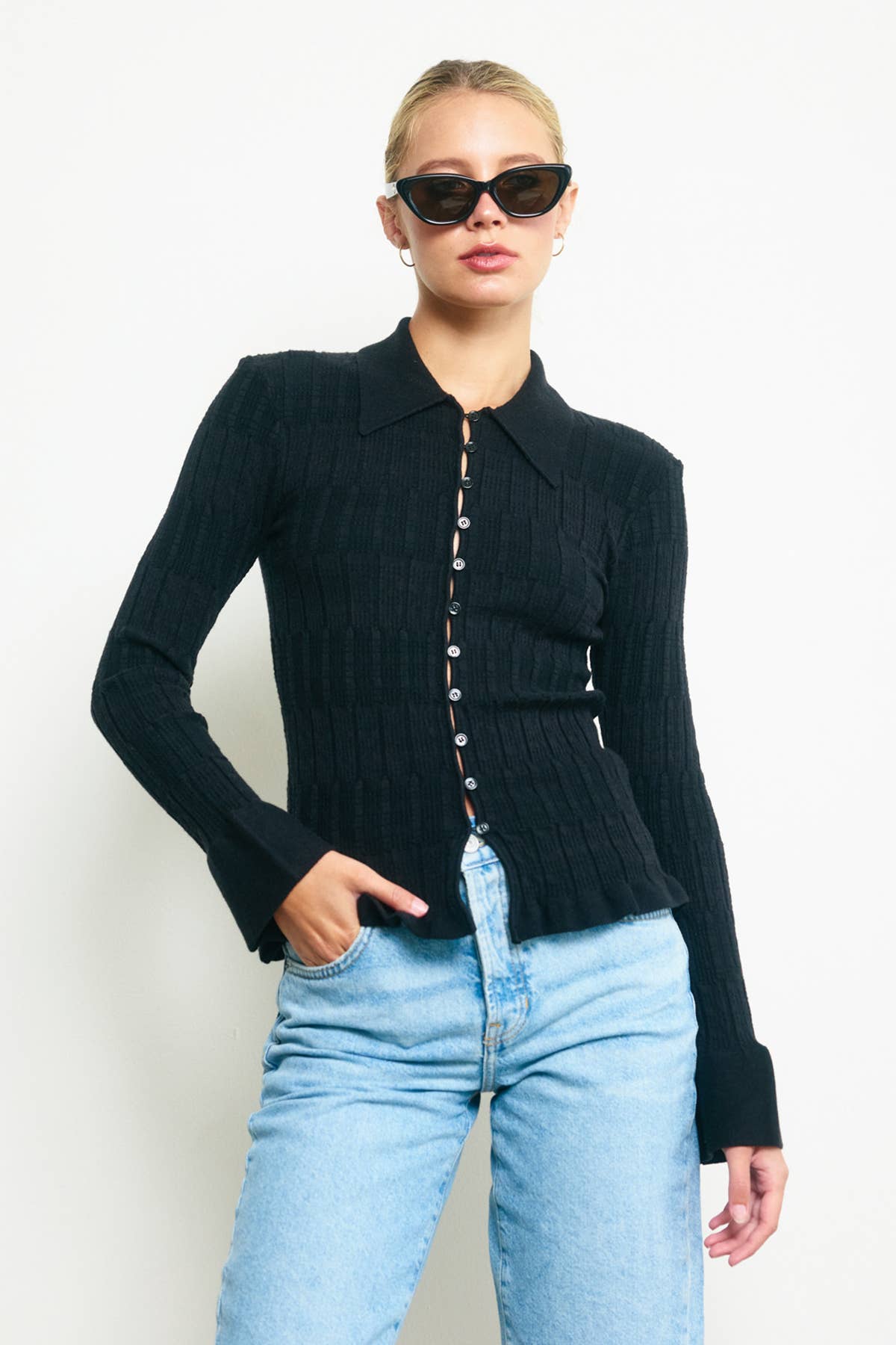 RAISONNEL - Wholesale Cardigan - Women's - Knitted Collar Cardigan - RSW10870