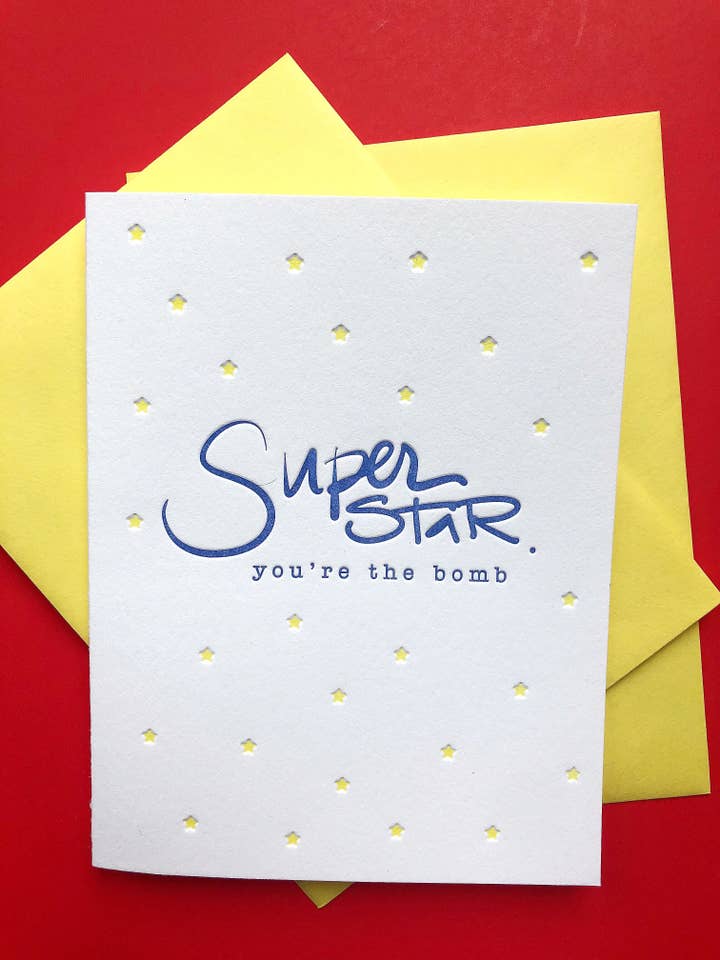 Superstar You're The Bomb for wholesale by jill.cate letterpress