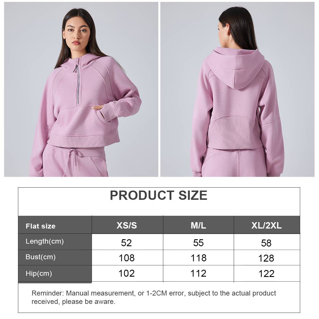 Sodalemon – wholesale Hoodie – Women's – Women Fall Winter Half Zipper Sweatshirt Big Pockets Hoodie 11