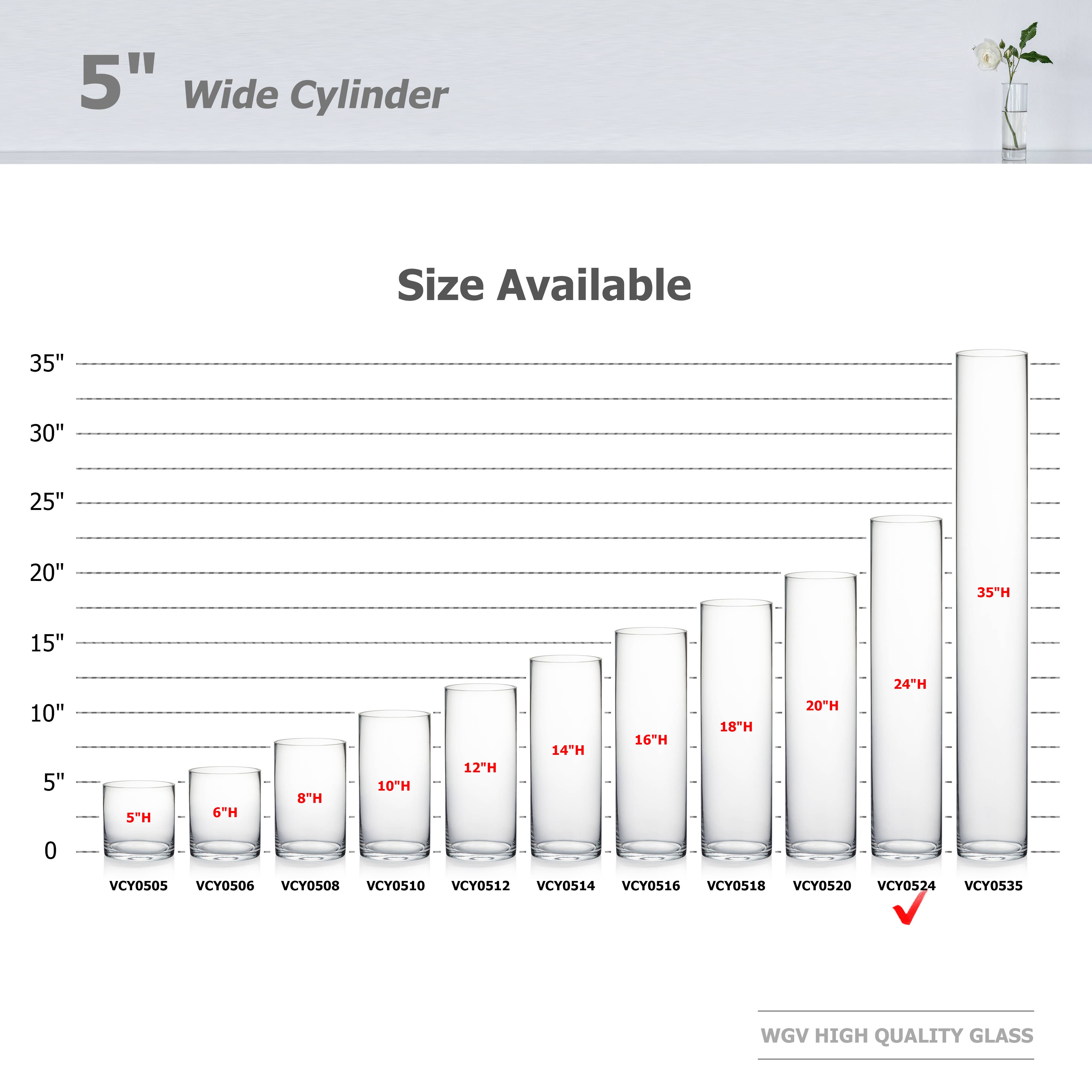 WGV International - Wholesale Vase - WGV Clear Cylinder Glass Vase - 5" x 24"H2