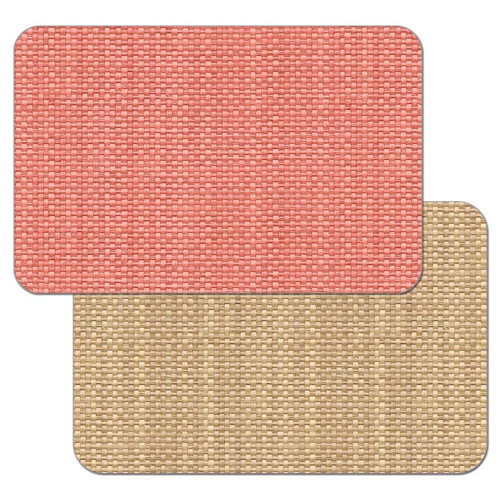 Basket Weave Print-Coral Reversible Plastic Placemat for wholesale by Conimar Promotions