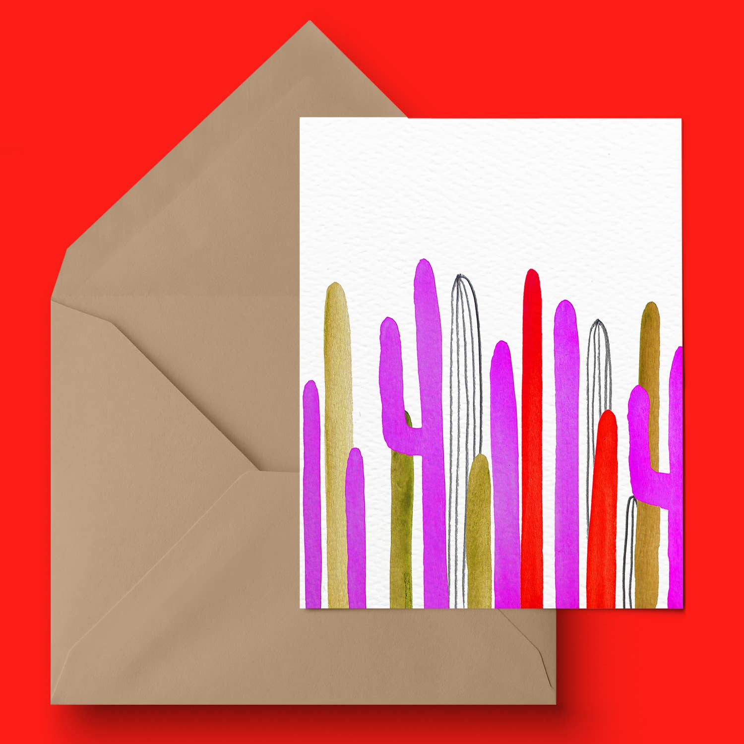 Paige Poppe Art - Wholesale Everyday Greeting Card - "Fall Saguaros" Greeting Card3