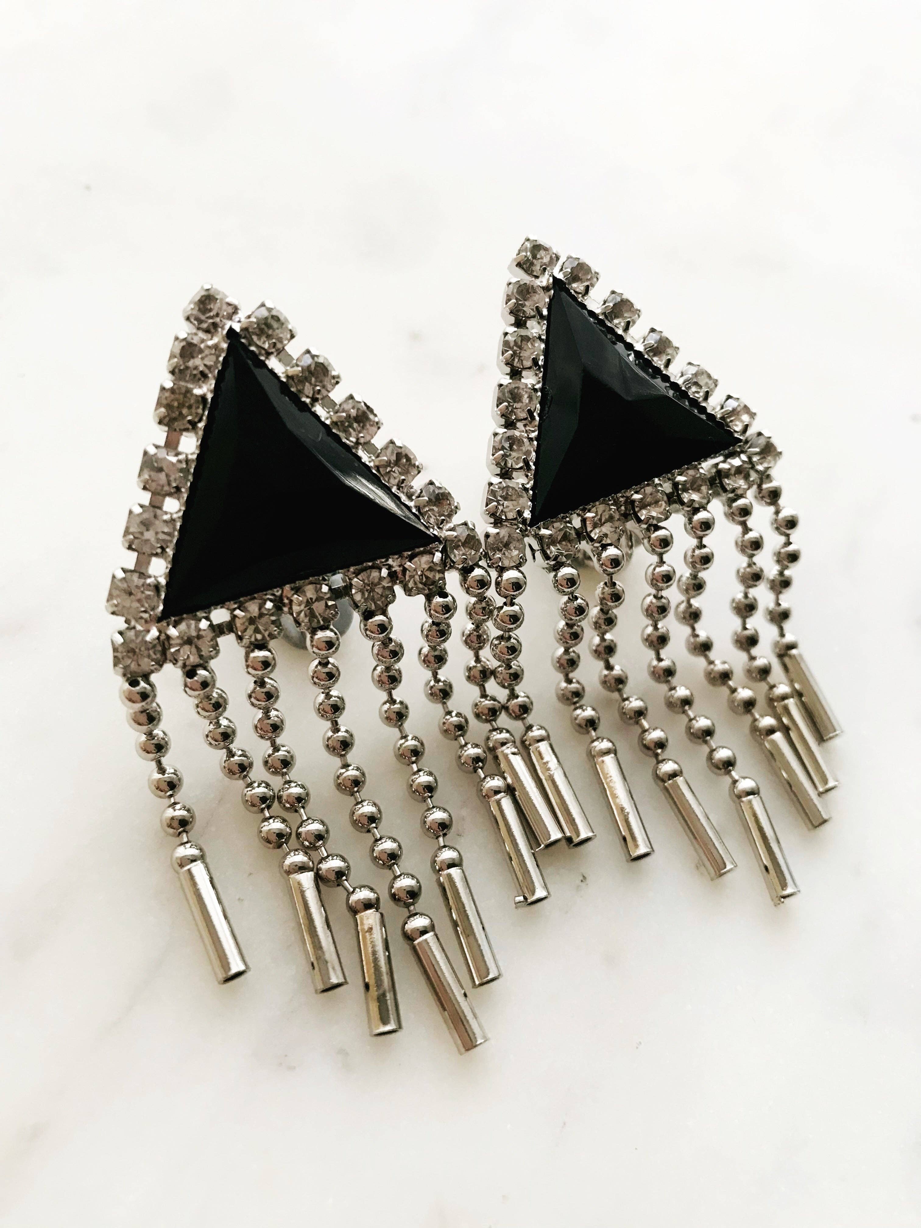 Carmen Miller Jewellery – wholesale Clip-on earrings – Betty Black & Silver Crystal Earrings1