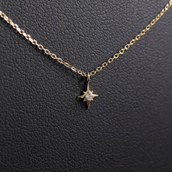 WJW - Wholesale Individual charm/pendant - 14K Solid Gold Diamond Compass Star Charm5