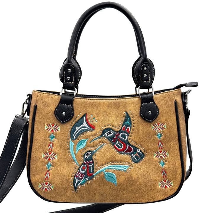 Native Embroidered Hummingbird Crossbody Purse for wholesale by Lunar Deer