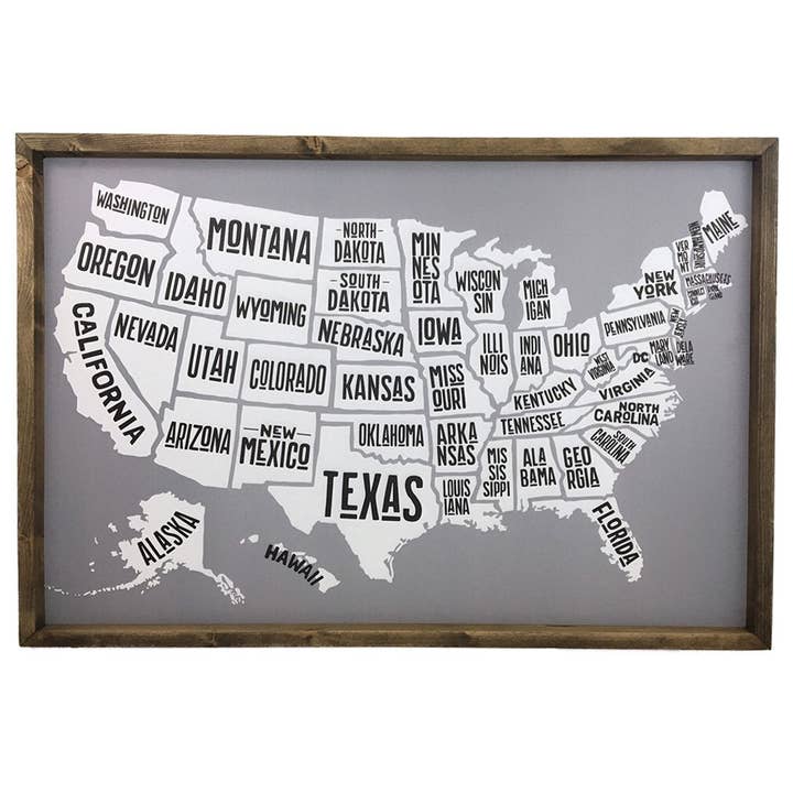United States Map Framed Art for wholesale by Twelve Timbers